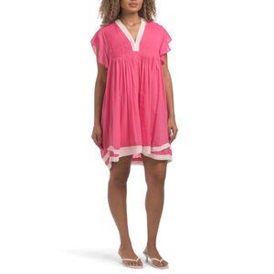 NAVY BLEU Pink Eden Flutter Sleeve Mini Dress